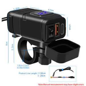 <span class=keywords><strong>Cargador</strong></span> de Teléfono para Motocicleta Impermeable QC3.0 con Pantalla de Voltaje, Puerto USB+Tipo-C, <span class=keywords><strong>Cargador</strong></span> Universal - Product Image 4