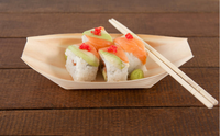 Ensemble de vaisselle de bateau en bois paquet personnalisé bateau biodégradable en forme de hot-dog de conteneur de sushi