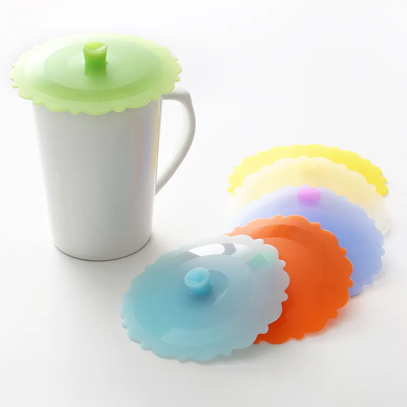 Herbruikbare 4 Stuks Siliconen Anti-stof Cup Deksels Food Grade Silicon Mok Cover Hittebestendige Zuig Mok Cup Voor koffie En Thee