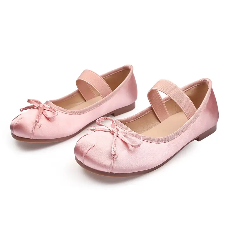 2023 Women Flats Comfortable Silk Satin Bowknot Decor Shoes Round-toe Soft Bottom Flats Shoes For Ladies Children Ballet Dancing