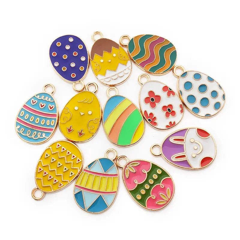 Easter egg DIY Rabbit egg Shell alloy oil dripping Charms Pendants for Jewelry Making accessories