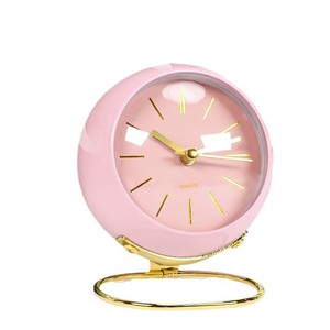 Reloj de escritorio de Metal de estilo europeo, reloj despertador circular silencioso de cuarzo para dormitorio, sala de estar, uso estudiantil, blanco y verde, 6Cm - Product Image 2