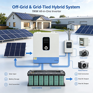Inversor Solar Híbrido de 11kw con Entrada Dual de 60-500VDC PV, Salida Dual de 230VAC, Onda Sinusoidal Pura para Sistemas de Energía Solar - Product Image 4
