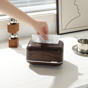 Tissue Box Wooden Design Natural Walnut Color Desktop Home Use Convenient Storage - Product Image 4