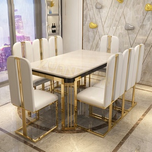 <strong>Dining</strong> Room Furniture <strong>White</strong> Modern Stainless Steel Stone Gold Luxury Marble <strong>Dining</strong> <strong>Table</strong> <strong>Set</strong> Restaurant <strong>Dining</strong> <strong>Tables</strong> - Product Image 2