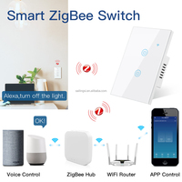 Interrupteur intelligent Zigbee SLS US Standard 1/2/3 voies, nécessite un fil neutre/sans fil neutre, prise en charge de la commande vocale Alexa Google Home, en verre