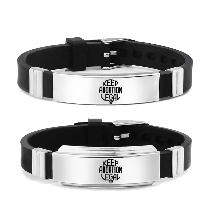 keep your laws off my body my body my choice Feminist Pro-choice Stainless Steel silicone bracelet