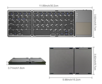Baru Mini Nirkabel Tiga Lipat Keyboard Gigi Biru Lipat Nirkabel Gigi Biru dengan Touchpad BO33 Dapat Diisi Ulang Keyboard Lipat