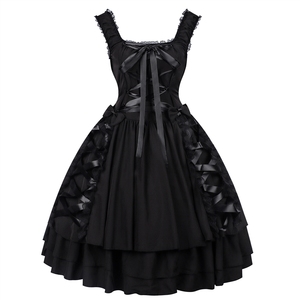 Robe de femme américaine européenne pour Halloween, style rétro gothique, en dentelle, avec lacets, robe de demoiselle d'honneur - Product Image 1