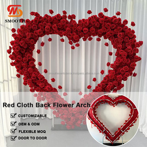 SMOOTH OEM Red Roses Artificial Flower Arch Heart Shaped Flower Arch Wedding <b>Backdrop</b> <b>Stand</b> for Decoration - Product Image 2