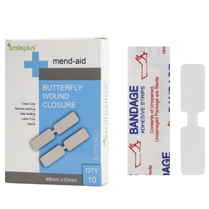 Pansements adhésifs papillon hypoallergéniques stériles, lot assorti de 10, avec fermeture anti-adhésive pour plaies, sans latex - Product Image 1