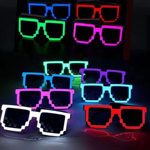 Lunettes <span class=keywords><strong>de</strong></span> soleil créatives à logo personnalisé, mosaïque <span class=keywords><strong>de</strong></span> pixels LED, fournitures <span class=keywords><strong>de</strong></span> festival, lunettes <span class=keywords><strong>de</strong></span> soleil néon sans fil EL pour fête musicale - Product Image 3