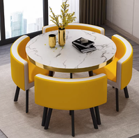 Table à manger ronde de luxe très vendue avec chaises en métal et plateau en MDF pour salon, café, hôtel, cantine, salon de thé