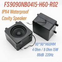Speaker Bass Tertutup FUET 9090 IPX4 4Ohm 15W 90MM*H60MM Bingkai Persegi dengan Kabel untuk Audio Bluetooth Luar Ruangan