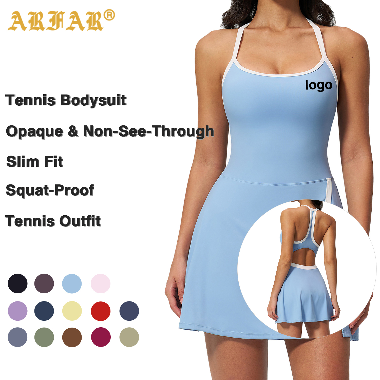 High Elasticity One Piece Active Dress Stretch Fabric Nylon Spandex Blend Women Yoga Dress for Pilates Outdoor Walk Sportswear