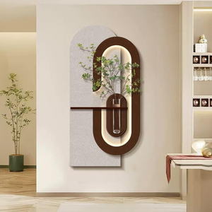 Decorazione per Ingresso e Soggiorno, Arte Murale 3D in Arenaria, <span class=keywords><strong>Grande</strong></span> Opera d'Arte con Piante Verdi Simulate, Dipinto Moderno con Illuminazione LED - Product Image 5