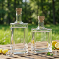 Botol Minuman Keras Kaca Persegi Kosong 100ml 375ml 500ml Persegi Panjang Semprot Warna Abu-abu Cetak Logo Botol Vodka Gin Rum Kemasan