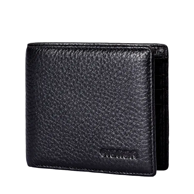 Custom RFID Credit Card Soft Grain leather Business Office Luxury Men Wallet Quality Genuine Leather Purse with Embossed logo