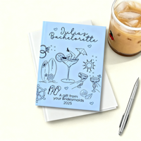 Carnet à couverture rigide personnalisé pour enterrement de vie de jeune fille à la plage, avec gaufrage et logo personnalisé, cadeau souvenir pour la fête prénuptiale