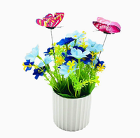 Orchidée et chrysanthème artificiels en pot, style bonsaï, pour la décoration intérieure européenne, faits à la main et réalistes dans un bassin à grain vertical