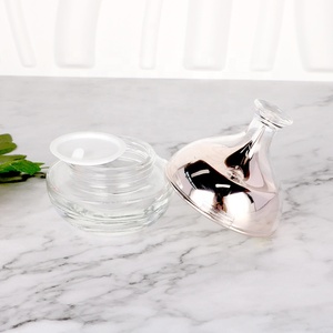 Custom Unique Shape Luxury 30ML 50ml Skincare Cream Lotion <b>Glass</b> <b>Bottles</b> with Metallic Cap - Product Image 3