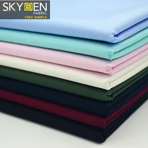 Skygen stock lot en gros tissé tissu chemise 60 s couleur unie 100% bio coton sergé tissu micro