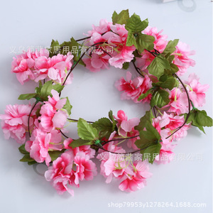 Guirlandes artificielles de fleurs de cerisier Hanxi, fleurs en soie blanches et roses, décoration murale pour intérieur et extérieur - Product Image 4