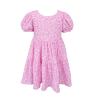 Robes pour fillettes roses à rosettes 3D, manches bouffantes florales, à volants, pour fêtes d'enfants, robes de princesse d'anniversaire, vêtements de créateur texturés