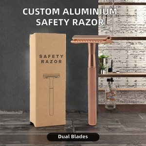 Venta caliente personalizado pequeño MOQ base de soporte negro maquinilla de afeitar de seguridad clásica para el cuerpo color personalizado aluminio afeitado depilación - Product Image 2