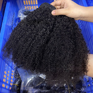 Extensiones de Cabello Humano 4C Afro Rizado, Cabello Virgen Brasileño en Paquetes de 10-30 Pulgadas, Super Double Drawn, Color Natural - Product Image 1