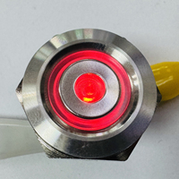 Interrupteur à bouton-poussoir en métal éclairé par LED rouge, momentané, SPST, IP67, IK10, avec anneau lumineux et point unique, ZLQ22E-SWP10F-E+DR24V-S