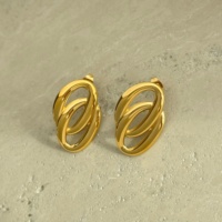 Nouveauté 2027 Dazan Boucles d'oreilles double anneau en acier inoxydable plaqué or 18 carats, hypoallergéniques, finement polies, style vintage, bijoux de danseuse