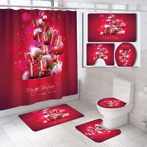 Blue Christmas Santa Snowmen Polyester Shower Curtain Bathroom Curtain Digital Print Custom Print Waterproof Bulk Wholesale 3 - Product Image 4