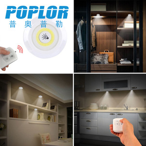 Poplor Led Night Light Round Remote Control <b>Battery</b> <b>Operated</b> Warm White For Bedroom Kitchen Bathroom - Product Image 5