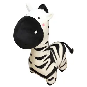 Grosir Boneka Hewan Kebun Binatang Lembut Lucu Bergaris Zebra Anime Mainan Mewah Bantal Sempurna Bermain Mewah untuk Anak-anak