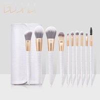 Ensemble de 10 pinceaux de maquillage vegan naturels de haute qualité avec logo personnalisé pour le correcteur et la beauté du visage