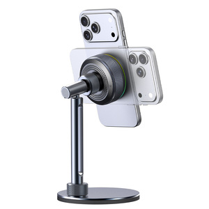 Station de charge magnétique de bureau en alliage d'aluminium 15W, <span class=keywords><strong>chargeur</strong></span> sans fil multifonctionnel 2 en 1 avec câble rétractable pour <span class=keywords><strong>iPhone</strong></span> RGB - Product Image 3