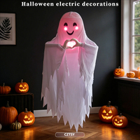 Nouveau Pendentif Fantôme Lumineux Blanc pour Halloween, Décoratif, Interne et Extérieur, à Détection Vocale et Parlant