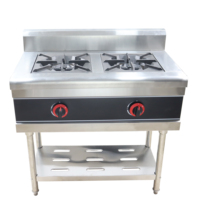 Peralatan Masak Restoran Stainless Steel Berkualitas Baik Kompor Gas 2 Tungku Kompor Gas Berdiri Dijual