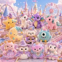 Ensemble de peluches personnalisées sur le thème du château de conte de fées, licorne, dragon, étoile, lune, sorcière, hibou, animaux en peluche doux, fabricant OEM