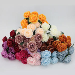 BF-PY10 Bouquet de 7 têtes de pivoines artificielles en soie, fleurs simulées faites à la main pour la photographie, les mariages, les fêtes et la décoration intérieure - Product Image 1