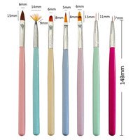 Ensemble de 7 pinceaux à manucure personnalisables avec manches en bois couleur macaron pour la beauté des ongles au quotidien et la pratique de la manucure