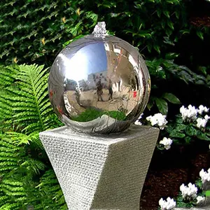 Garden Waterfalls Large Metal Stainless Steel Sphere Fountain Sculpture