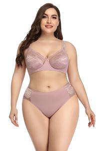 Ensembles de soutien-gorge et de culottes ultra-minces et confortables 4XL grande taille Sous-vêtements sexy en dentelle pour femmes pour les grosses filles à usage quotidien - Product Image 6