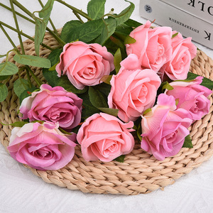 Rose artificielle faite à la main, roses roses pour mariage, décoration de la maison, Saint-Valentin - Product Image 1