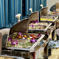 Promotion Exceptionnelle Plat de Service Chauffant de Luxe pour Hôtel 9L, Ensemble Réchaud Buffet Doré, Marmite Chafing Dish