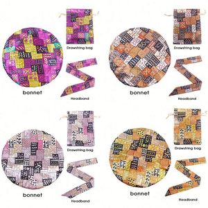 African Double Layer Silk Satin Bonnets Headwrap <b>Bag</b> for Hair Protection All-Night Comfort with XL Scrunchie Promotion Gift Set - Product Image 2