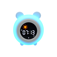 Veilleuse LED RGB à Effet Respirant, Horloge Réveil en Silicone Mignonne, Personnalisable, Prix Usine, avec Musique et Bruit Blanc, 1800mAh