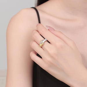 Embrace Handshake Niche Design Trendy Creative <b>Couple</b> Rings Simple Unique Rose Gold Plated Inlay 18k Stackable Brass - Product Image 2