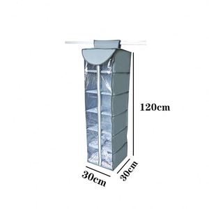 Caja de Almacenamiento de Ropa al por Mayor con Cubierta de Plástico, Organizador de Ropa Interior Colgante de 6 Estantes para Armario - Product Image 1